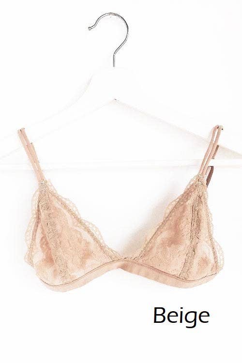 Floral Sheer Lace Triangle Lowcut Mesh Lined Bralette